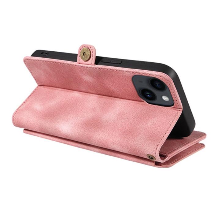 Bild 3, iPhone 15 Plus Fodral RFID Multifunktionell Flerkort Rosa