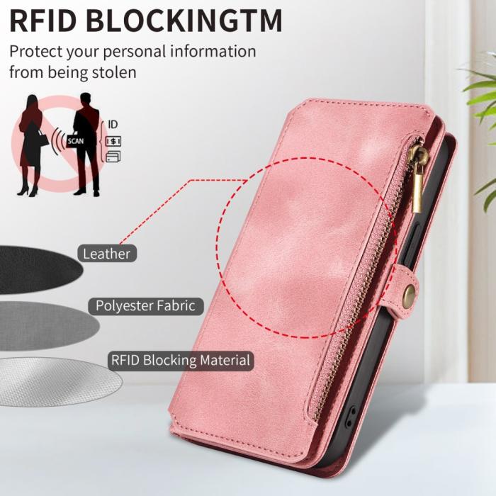 Bild 6, iPhone 15 Plus Fodral RFID Multifunktionell Flerkort Rosa