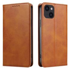 iPhone 15 Plus Fodral Flip Läder Brun