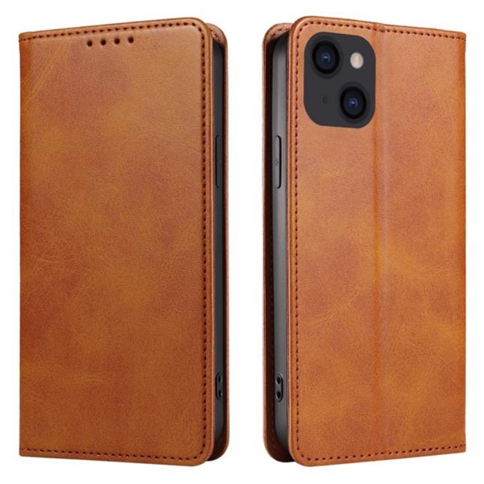 Bild 1, iPhone 15 Plus Fodral Flip Läder Brun
