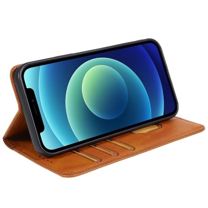 Bild 2, iPhone 15 Plus Fodral Flip Läder Brun