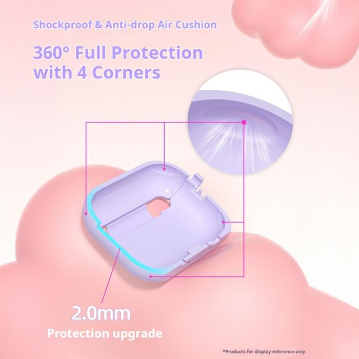 Bild 4, AirPods Pro 3 Skal Med Blommigt Tryck Silikon Lavendel Grå