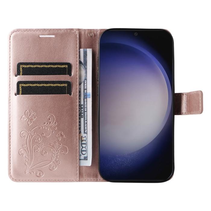 Bild 2, Samsung Galaxy S24 Fodral Fjäril Tryck Roséguld