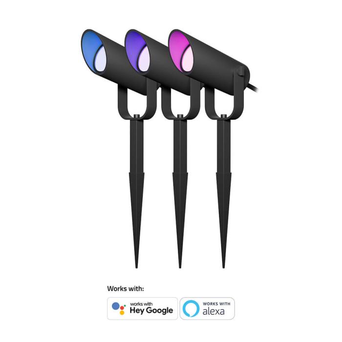 Bild 1, Hombli Smart Utomhus Spotlight 3-pack RGB CCT Svart