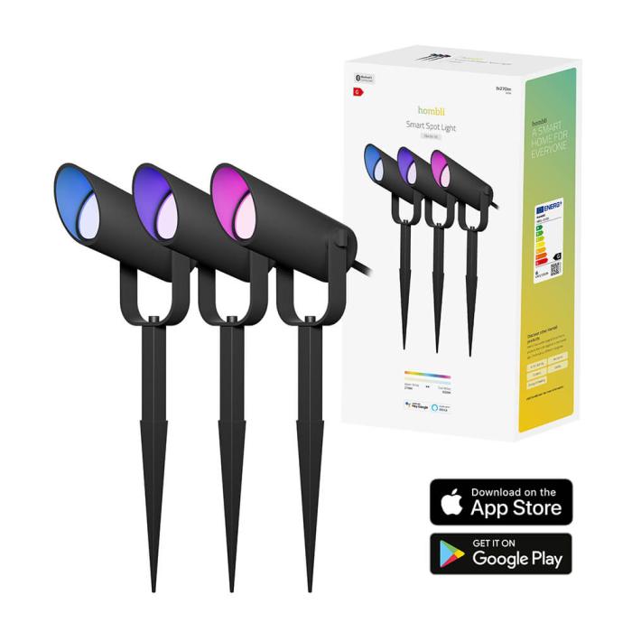 Bild 3, Hombli Smart Utomhus Spotlight 3-pack RGB CCT Svart