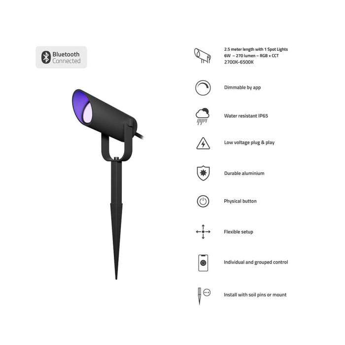 Bild 4, Hombli Smart Utomhus Spotlight 1-pack RGB CCT Svart