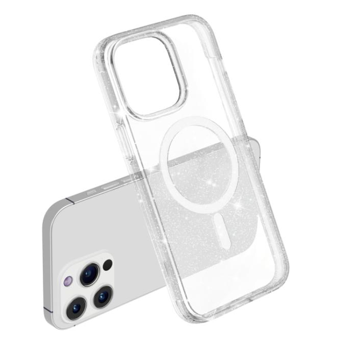 Bild 6, iPhone 15 Pro Max Skal MagSafe Glitter Transparent