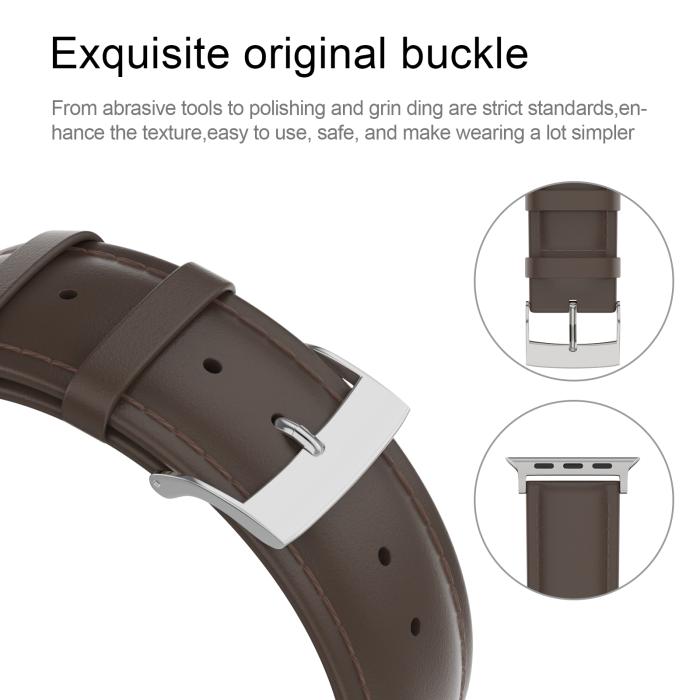 Bild 5, Äkta Läder Armband Apple Watch 41/40/38 mm Mörk Brun