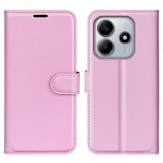 Xiaomi Redmi Note 14 5G Fodral Litchi L&auml;der Ljus Rosa
