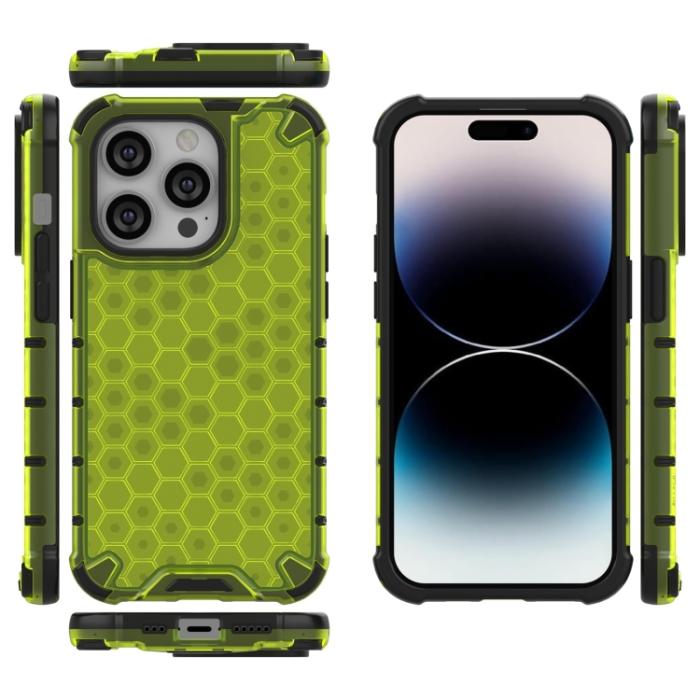 Bild 4, iPhone 15 Pro Skal Honeycomb Shockproof Grön