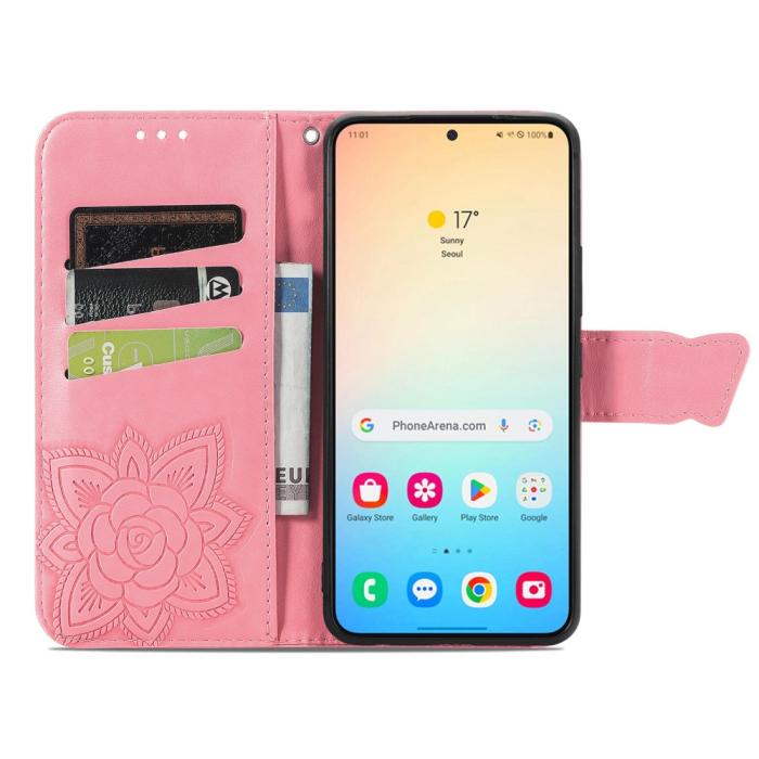 Bild 3, Samsung Galaxy S25 Plus Fodral Med Fjäril Tryck Rosa