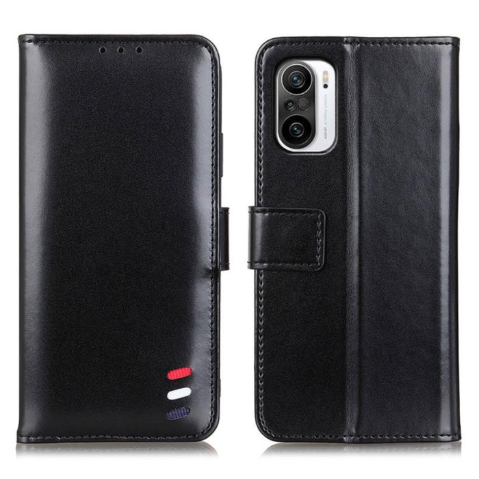 Bild 1, Xiaomi Mi 11i - Tri-Color Läder Fodral - Svart