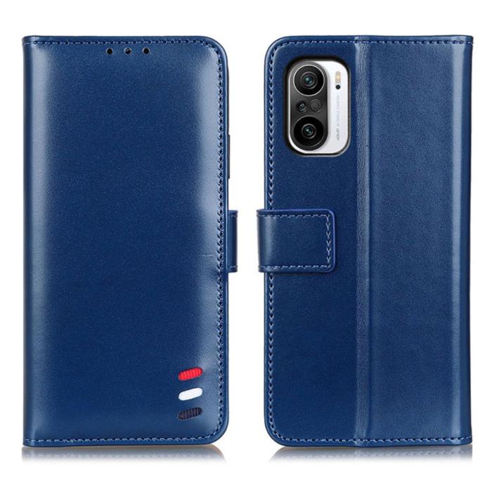 Bild 1, Xiaomi Mi 11i - Tri-Color Läder Fodral - Blå