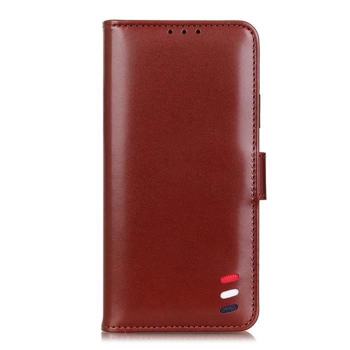 Bild 3, Xiaomi Mi 11i - Tri-Color Läder Fodral - Brun