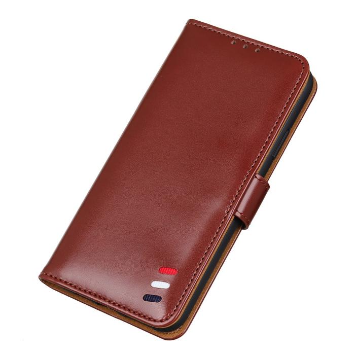 Bild 4, Xiaomi Mi 11i - Tri-Color Läder Fodral - Brun