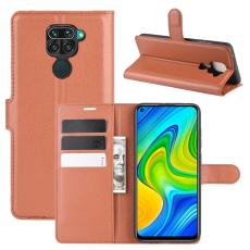 Xiaomi Redmi Note 9 - Litchi Plånboksfodral - Brun