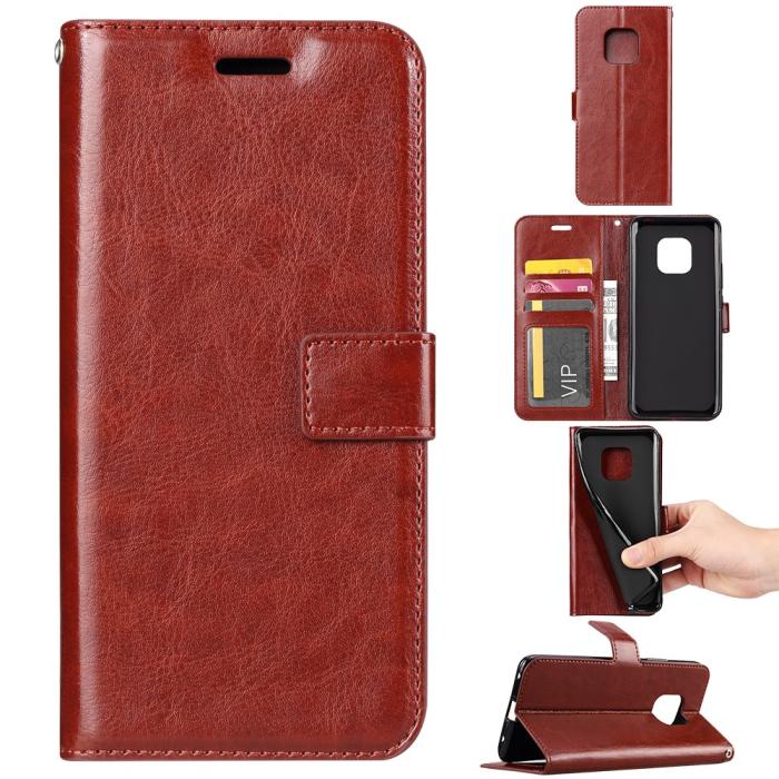Bild 1, Xiaomi Redmi Note 9 Pro/Note 9S - Crazy Horse Plånboksfodral - Brun