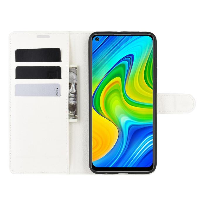 Bild 4, Xiaomi Redmi Note 9 - Litchi Plånboksfodral - Vit