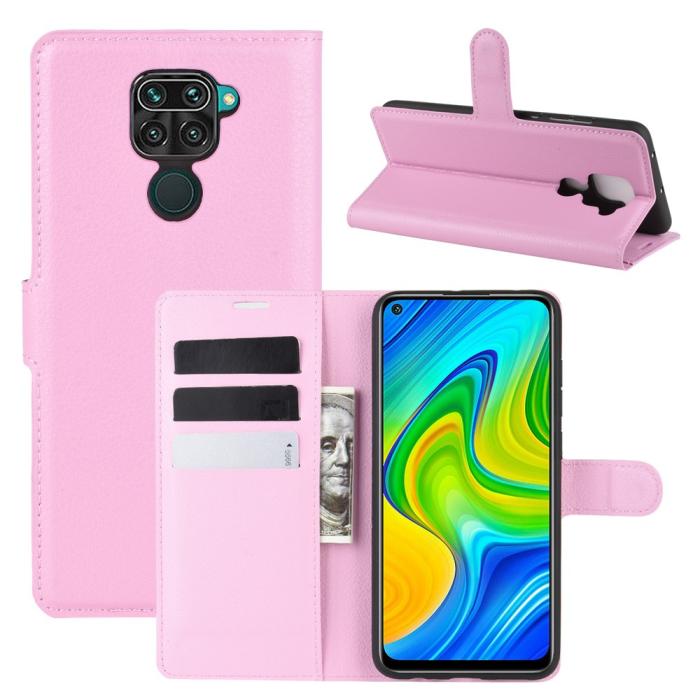 Bild 1, Xiaomi Redmi Note 9 - Litchi Plånboksfodral - Ljus Rosa