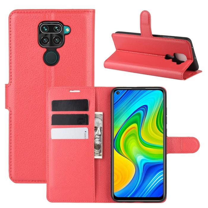 Bild 1, Xiaomi Redmi Note 9 - Litchi Plånboksfodral - Röd