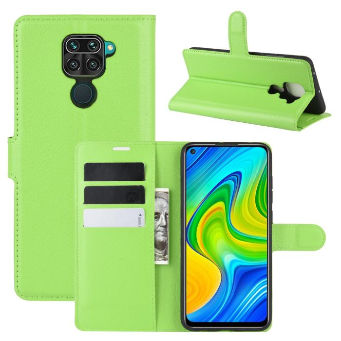 Bild 1, Xiaomi Redmi Note 9 - Litchi Plånboksfodral - Grön
