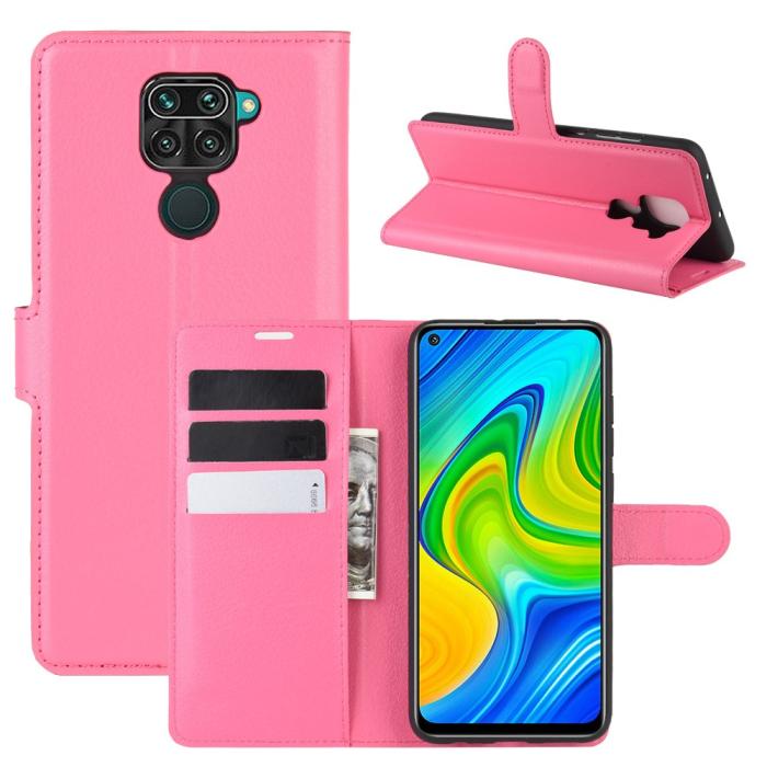 Bild 1, Xiaomi Redmi Note 9 - Litchi Plånboksfodral - Rosa