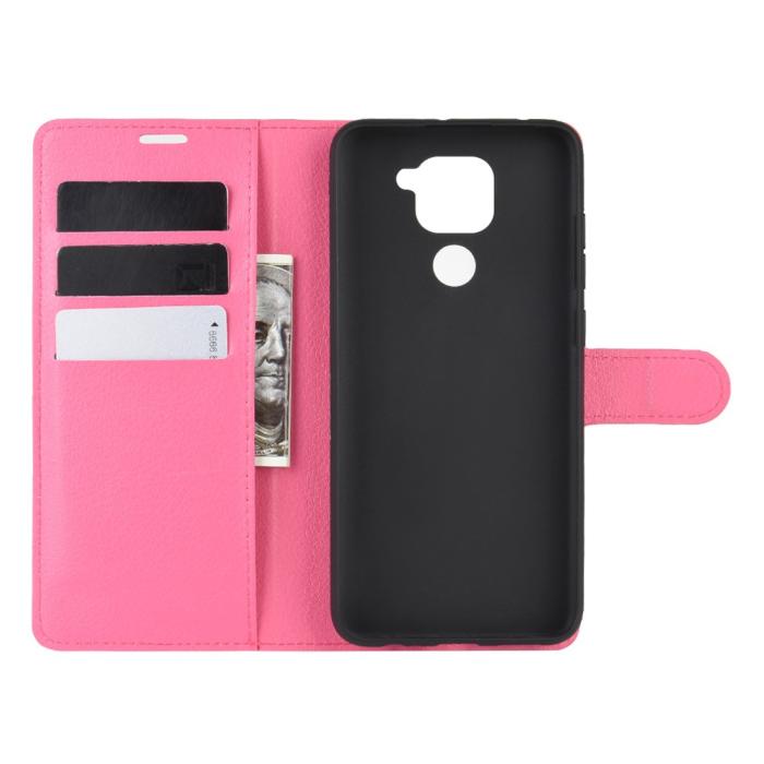 Bild 3, Xiaomi Redmi Note 9 - Litchi Plånboksfodral - Rosa
