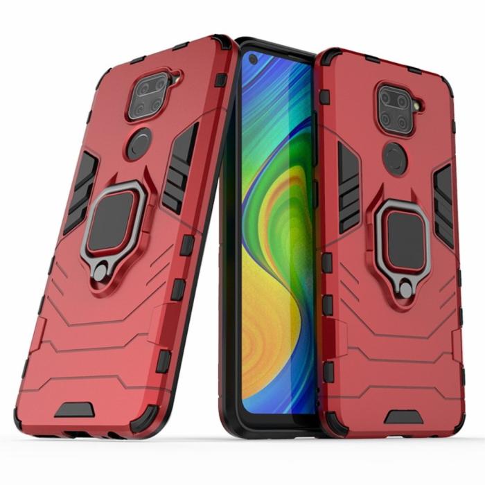 Bild 2, Xiaomi Redmi Note 9 - Hybrid Ring Skal - Röd