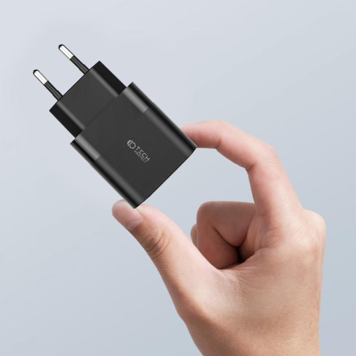 Bild 6, Tech-Protect 30W PD/QC USB-C / USB-A Väggladdare Svart