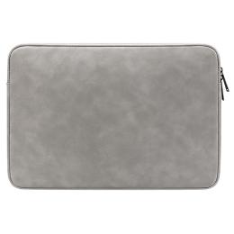 Läder Laptop Sleeve Med Mjukt Foder 14-15.4" Grå