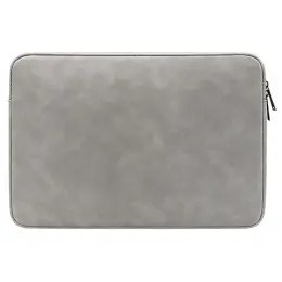 Läder Laptop Sleeve Med Mjukt Foder 14-15.4" Grå