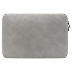 Läder Laptop Sleeve Med Mjukt Foder 14-15.4" Grå