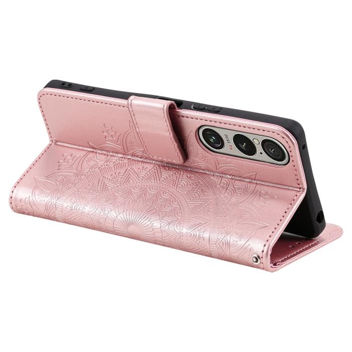 Bild 4, Sony Xperia 1 VII Fodral Mandala Läder Roséguld