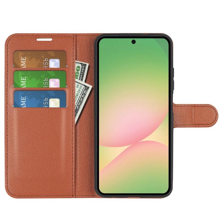Bild 2, Samsung Galaxy A57 5G Fodral Litchi Läder Brun
