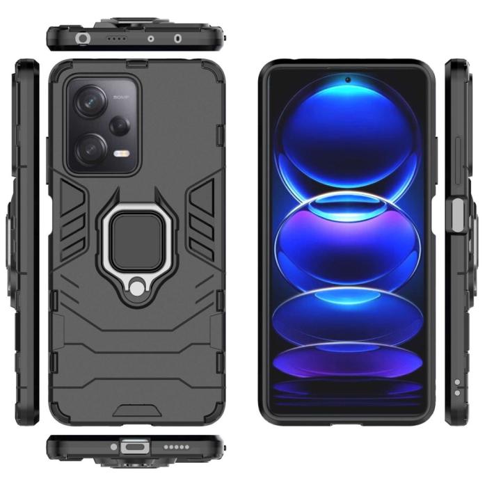 Bild 6, Xiaomi Redmi Note 12 Pro 5G Skal Ring Hybrid Armor Svart
