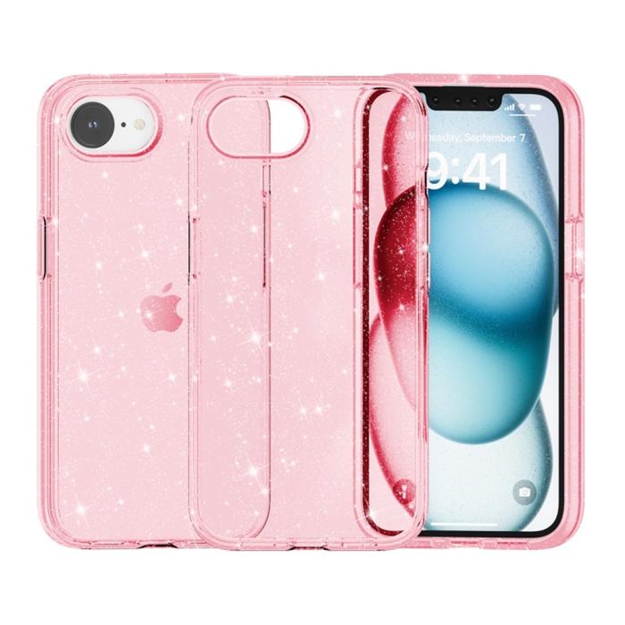 Bild 6, iPhone 17e / 16e Skal Glitter Shockproof Rosa