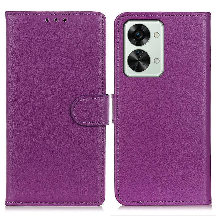 Bild 1, OnePlus Nord 2T 5G Fodral Litchi Läder Lila