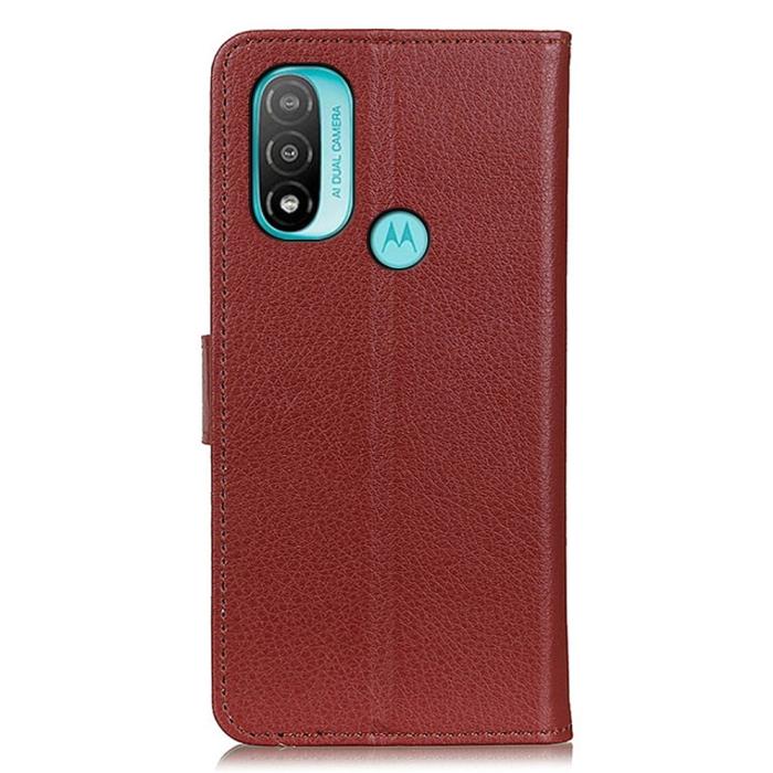 Bild 3, Motorola Moto E20 / E40 Fodral Litchi Textur Brun