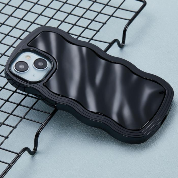 Bild 3, iPhone 15 Mobilskal Wavy Textur Svart