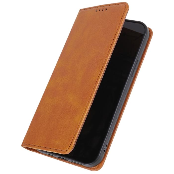 Bild 5, iPhone 15 Plus Fodral Flip Läder Brun