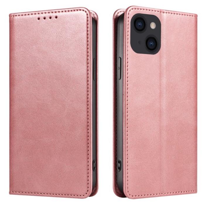 Bild 1, iPhone 15 Plus Fodral Flip Läder Roséguld