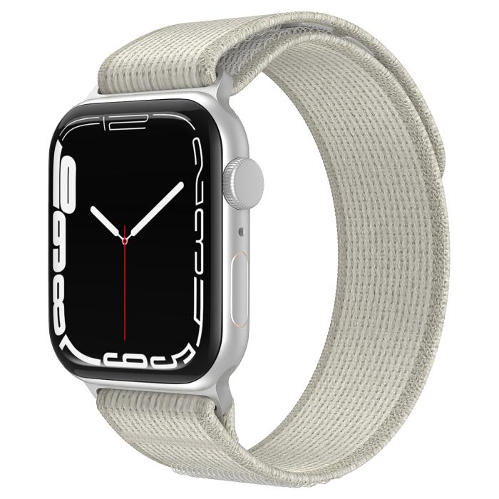 Bild 2, Apple Watch 42/44/45/49 mm Armband Nylon Trail Loop Ljus Grå