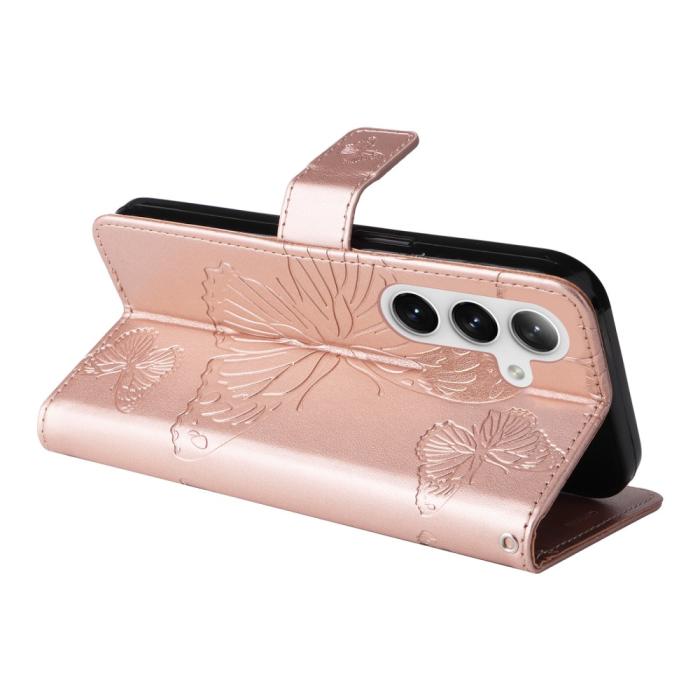 Bild 4, Samsung Galaxy S24 Fodral Fjäril Tryck Roséguld