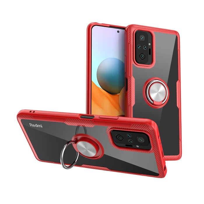 Bild 1, Xiaomi Redmi Note 10 Pro - Hybrid Ring Skal - Röd/Silver