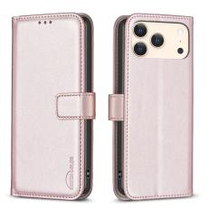 BINFEN iPhone 17 Pro Fodral L&auml;der Ros&eacute;guld
