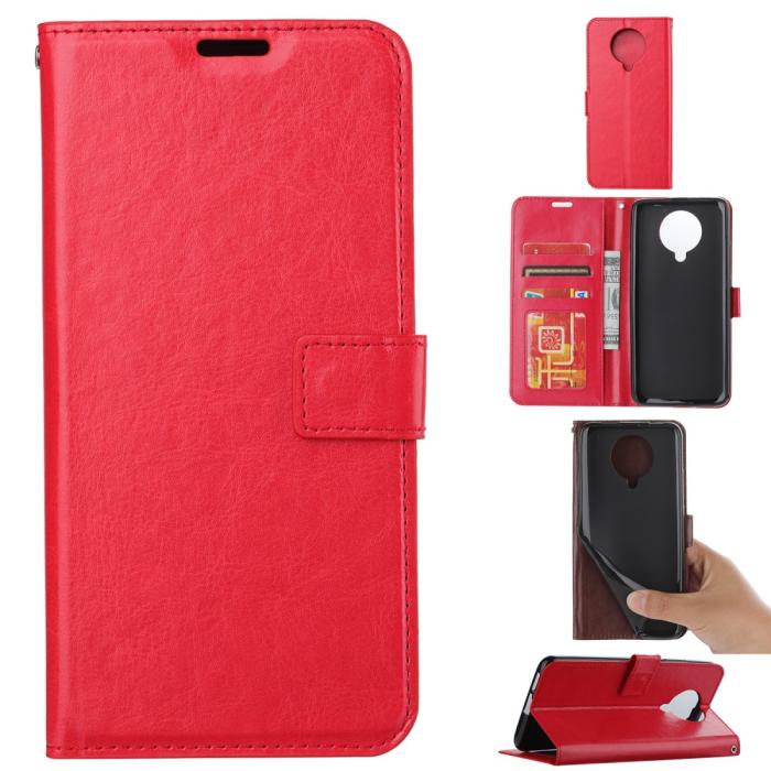 Bild 1, Xiaomi Poco F2 Pro - Crazy Horse Plånboksfodral - Röd