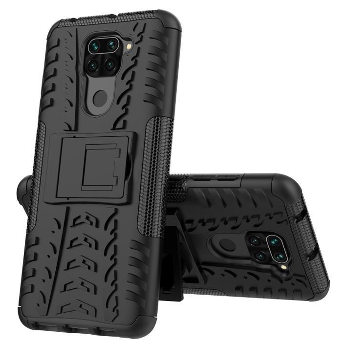 Bild 3, Xiaomi Redmi Note 9 - Ultimata Stöttåliga Skalet med Stöd - Svart