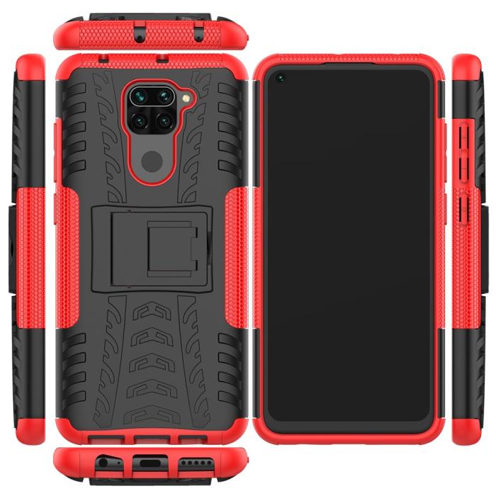 Bild 2, Xiaomi Redmi Note 9 - Ultimata Stöttåliga Skalet med Stöd - Röd