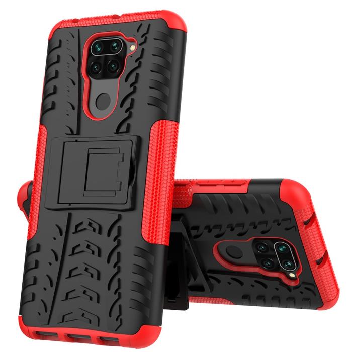 Bild 3, Xiaomi Redmi Note 9 - Ultimata Stöttåliga Skalet med Stöd - Röd