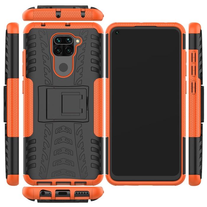 Bild 2, Xiaomi Redmi Note 9 - Ultimata Stöttåliga Skalet med Stöd - Orange